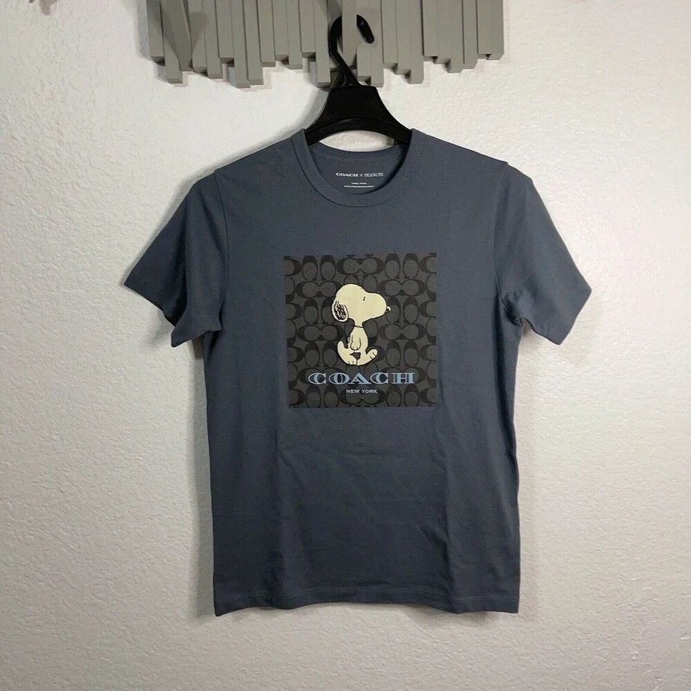 Coach X Peanuts XS CE544 Men’s Signature Snoopy T Shirt Navy NWOT Org $178